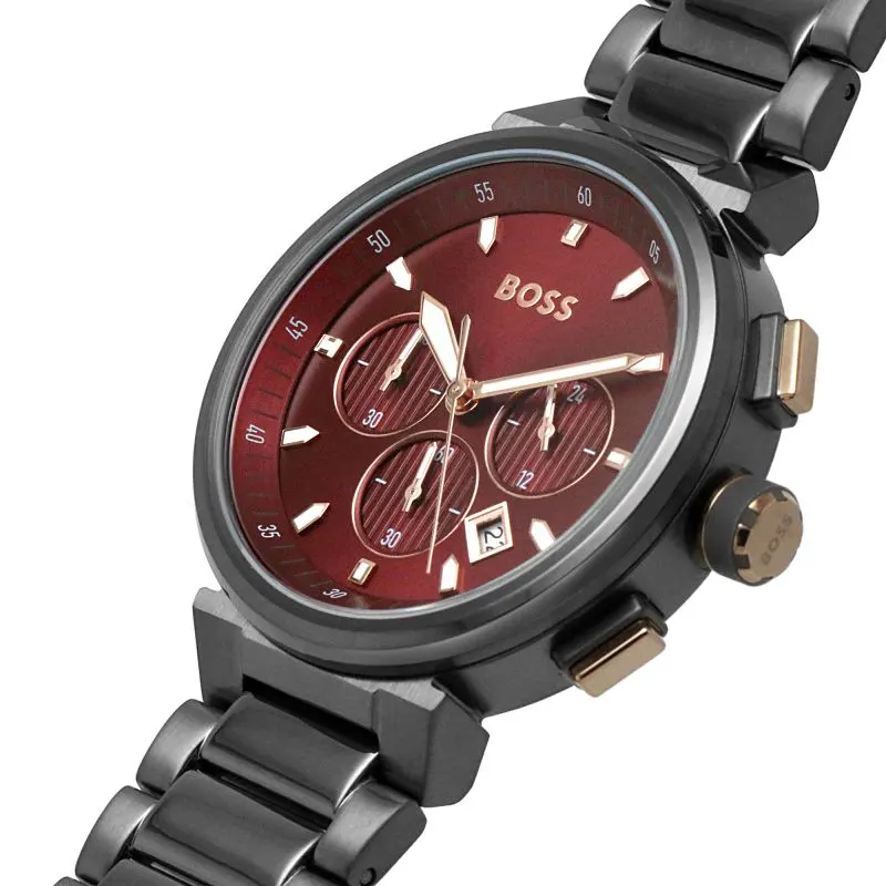 Hugo Boss Trace Chronograph Maroon Dial Men's Watch | 1514000